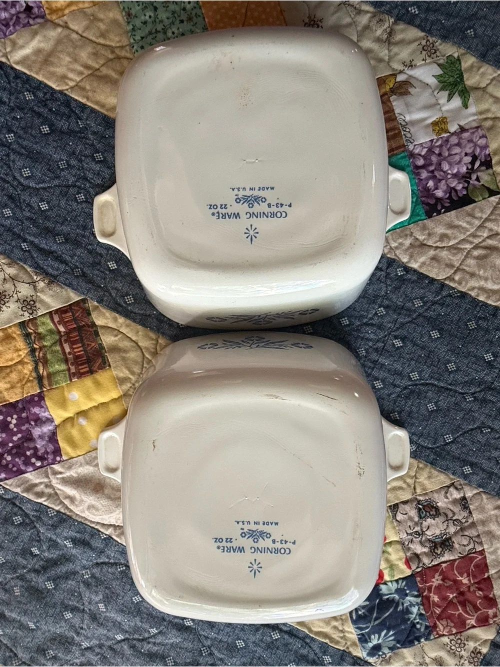 Vintage Corning Ware Blue Cornflower P-43-B Petite Pans 22 oz Set of 2